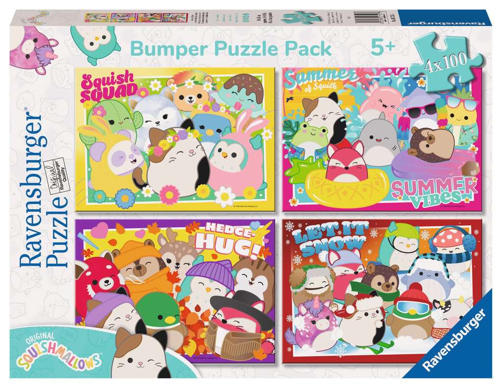 Ravensburger - Squishmallow Puslespil - 4x100 Puslespil