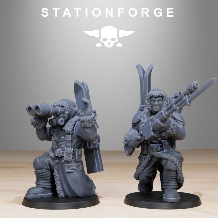 Wargames - Stationforge - GrimGuard - Frostwatch Skiers Squad (10 Figurer)