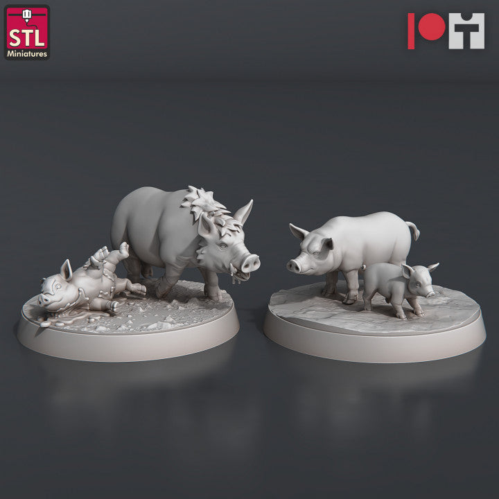 Dungeons & Dragons - STL Miniatures - Farm Animals (10 Figurer)