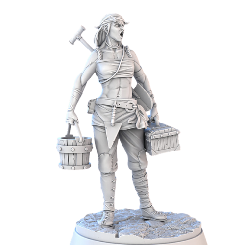 Dungeons & Dragons - STL Miniatures - Female Construction Worker