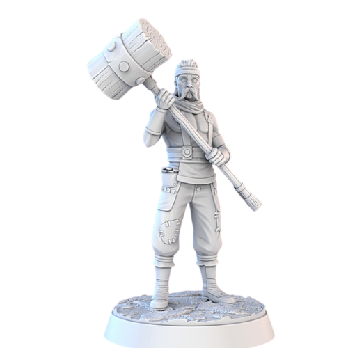 Dungeons & Dragons - STL Miniatures - Construction Worker with Hammer