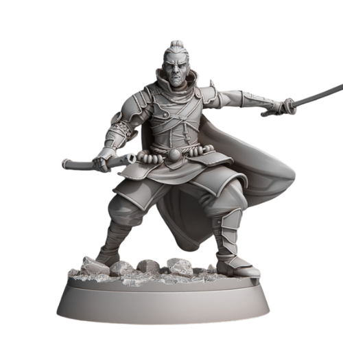 Dungeons & Dragons - STL Miniatures - Dragon Hunter with Katana