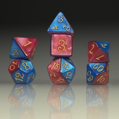 Sun Forge - RPG Dice Set - Red & Blue Marble Sides Akrylics (7stk)
