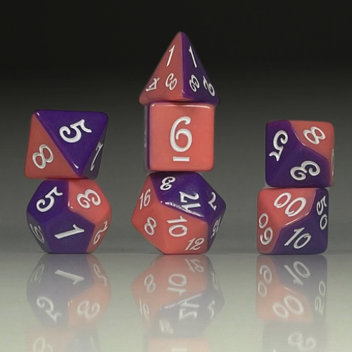 Sun Forge - RPG Dice Set - Pink & Purple Sides Akrylics (7stk)