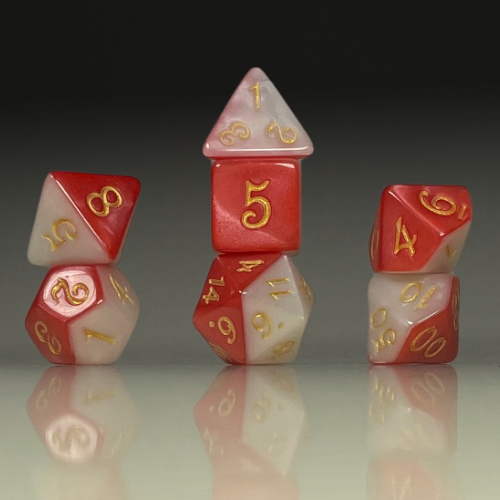 Sun Forge - RPG Dice Set - Red & White Sides Akrylics (7stk)