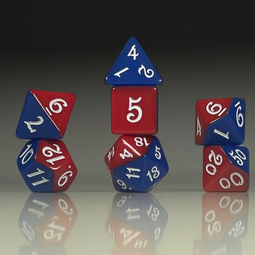Sun Forge - RPG Dice Set - Blue & Red Sides Akrylics (7stk)