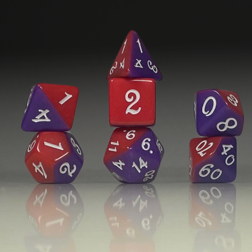 Sun Forge - RPG Dice Set - Red & Purple Sides Akrylics (7stk)