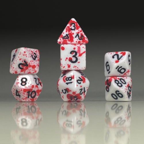 Sun Forge - RPG Dice Set - Red Spots Akrylics (7stk)