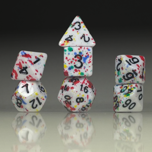 Sun Forge - RPG Dice Set - Rainbow Spots Akrylics (7stk)