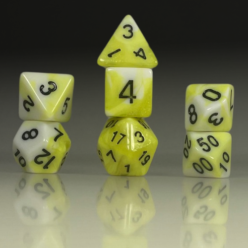 Sun Forge - RPG Dice Set - Yellow & White Akrylics (7stk)