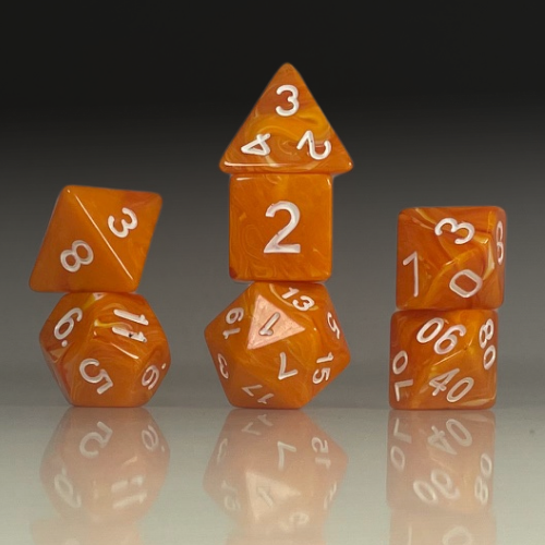 Sun Forge - RPG Dice Set - Orange Marble Akrylics (7stk)