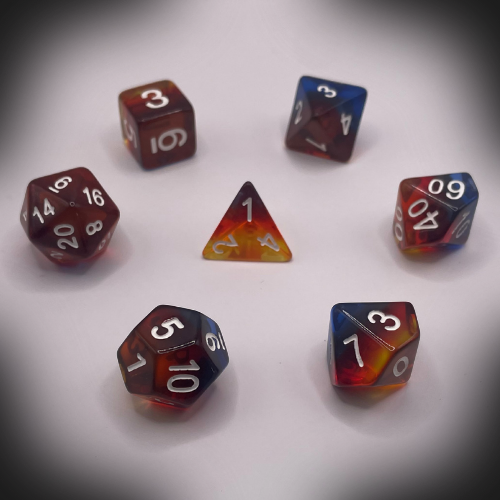 Sun Forge - RPG Dice Set - Dark Glassy Rainbow (7stk)
