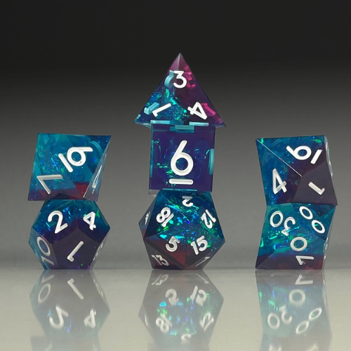 Sun Forge - RPG Dice Set - Fire and Ice - Handmade (7stk)