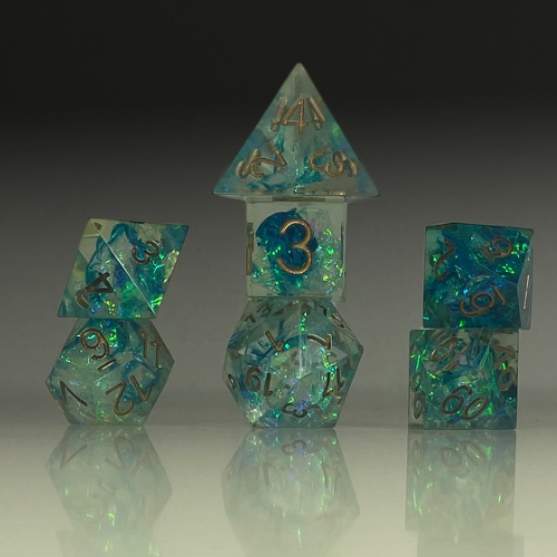 Sun Forge - RPG Dice Set - Trapped Under Ice - Handmade (7stk)