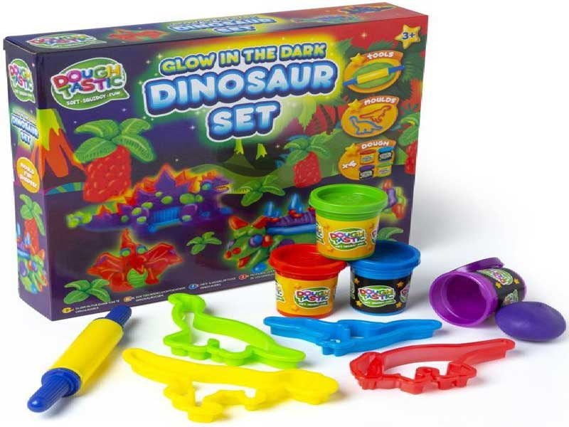 Dough Glow - Dinosaur Set - Selvlysende Modellervoks