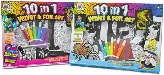 10 i 1 Foil & Velvet Art Kasse - Med Farver og Klistermærker