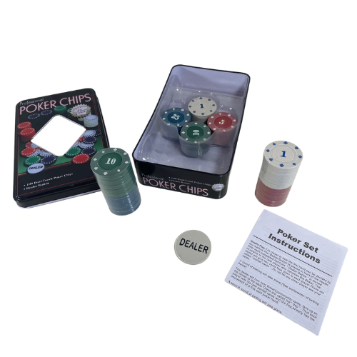 Pokersæt - 100 Chips - Dealer Token - Regler