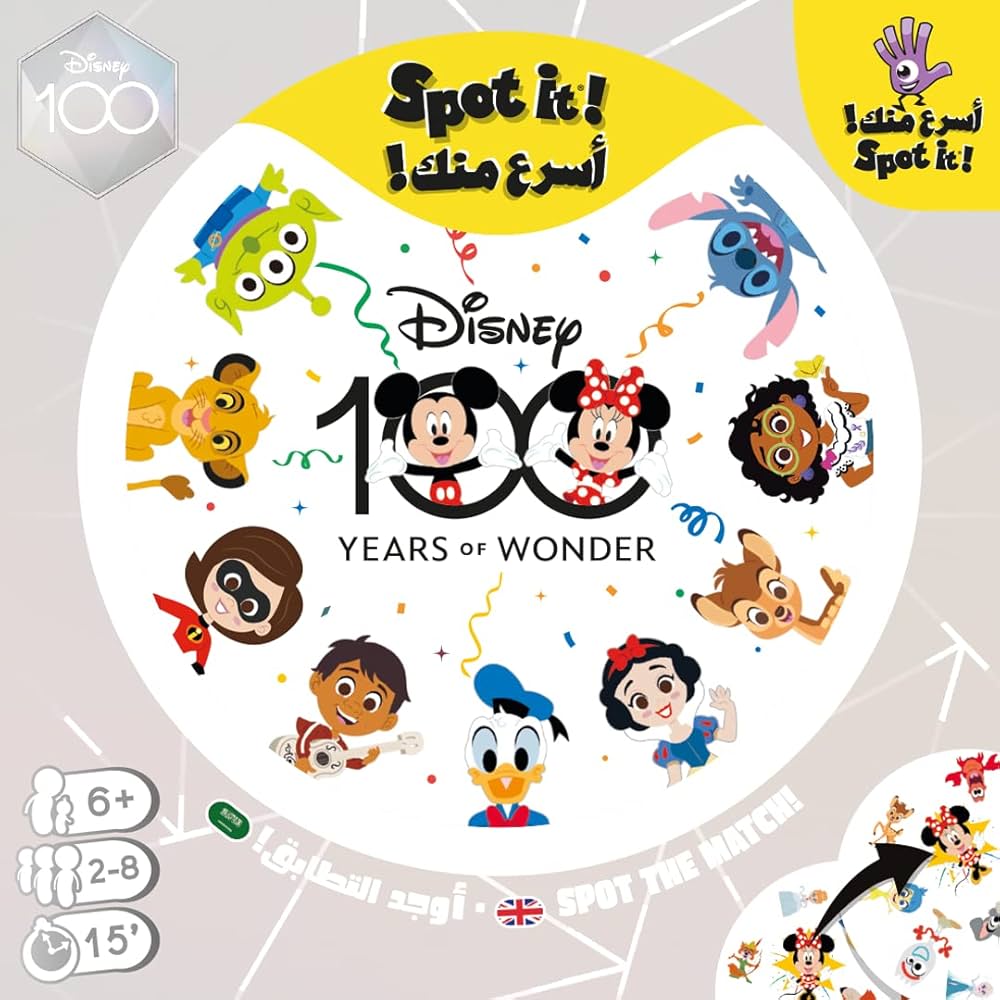 Dobble - Spot It! - Disney 100 - Vendespil - 2-8 Spillere - Fra 6 År