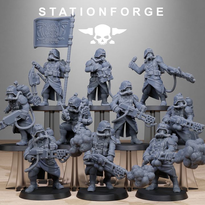Wargames - Stationforge - GrimGuard - Flamer Squad (10 Figurer)