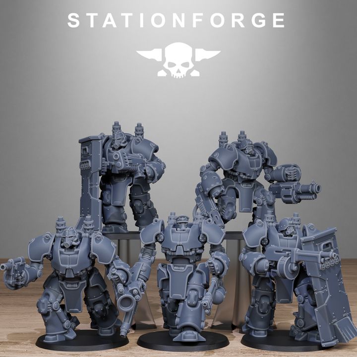 Wargames - Stationforge - GrimGuard - Power Armor Squad (5 Figurer)
