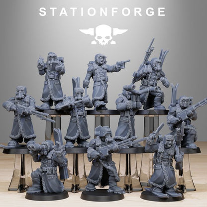 Wargames - Stationforge - GrimGuard - Frostwatch Skiers Squad (10 Figurer)