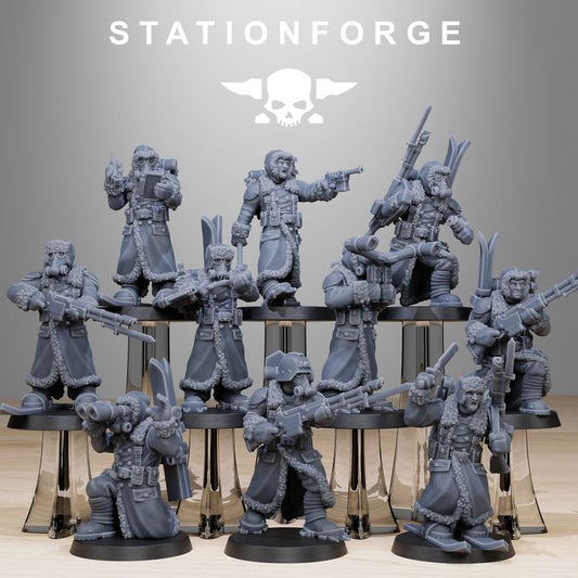 Wargames - Stationforge - GrimGuard - Frostwatch Skiers Squad (10 Figurer)