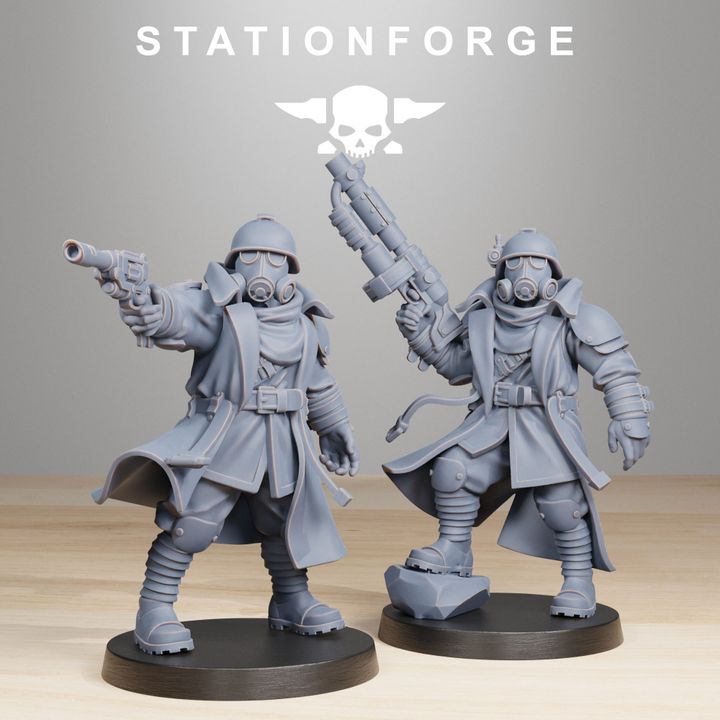Wargames - Stationforge - GrimGuard - Scorchers Officers (2 Figurer)