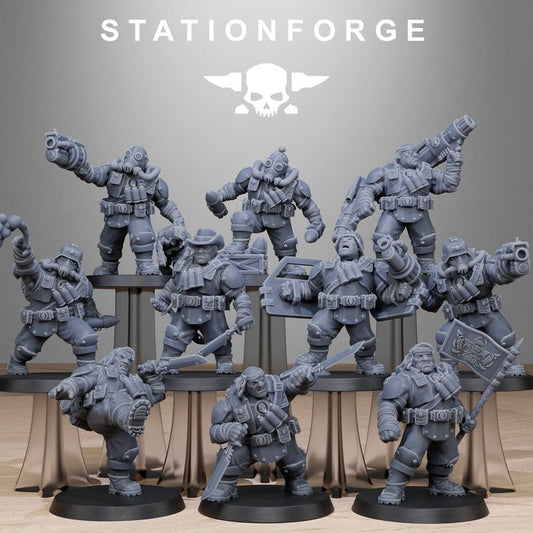 Wargames - Stationforge - GrimGuard - Jungle Fighter Mutants Squad (10 Figurer)