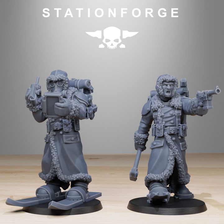 Wargames - Stationforge - GrimGuard - Frostwatch Skiers Squad (10 Figurer)