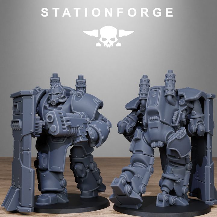 Wargames - Stationforge - GrimGuard - Power Armor Squad (5 Figurer)