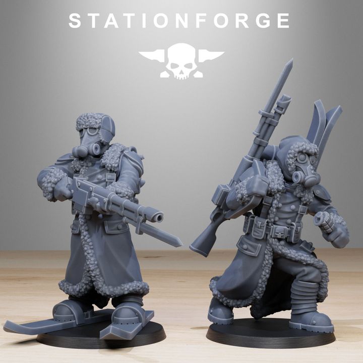 Wargames - Stationforge - GrimGuard - Frostwatch Skiers Squad (10 Figurer)