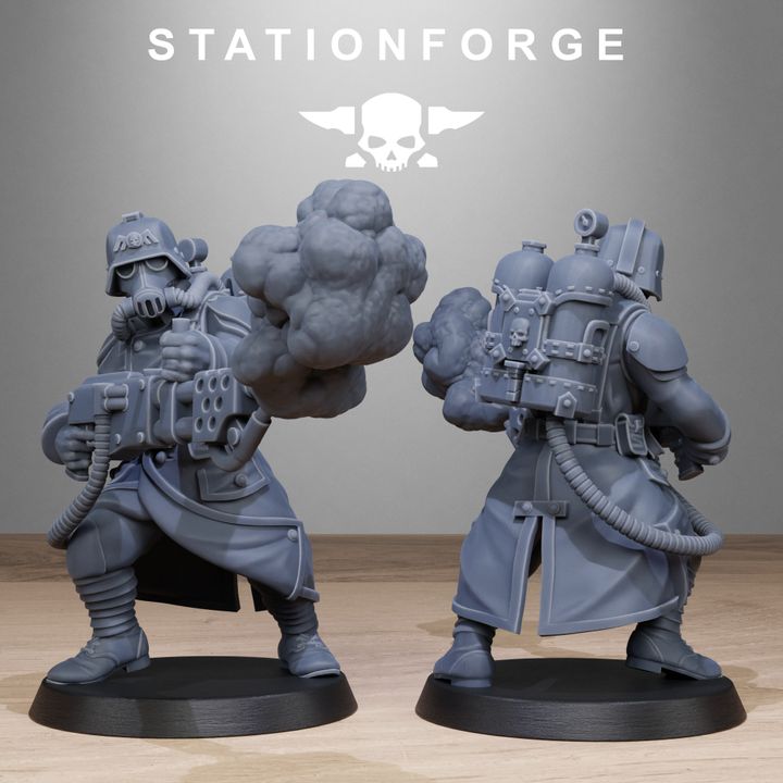 Wargames - Stationforge - GrimGuard - Flamer Squad (10 Figurer)