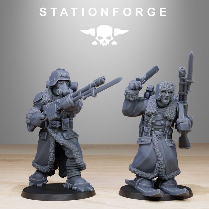 Wargames - Stationforge - GrimGuard - Frostwatch Skiers Squad (10 Figurer)