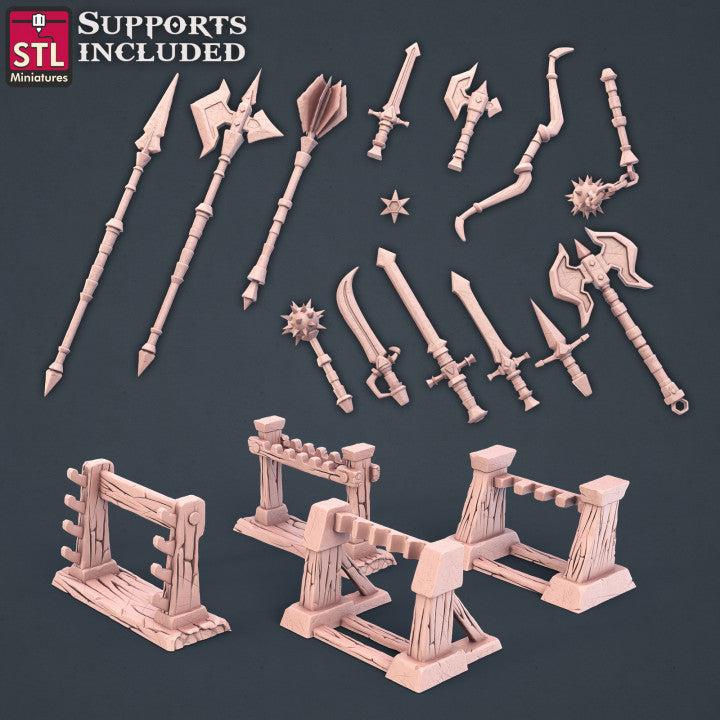 Dungeons & Dragons - STL Miniatures - Blacksmith Weapon Store Set