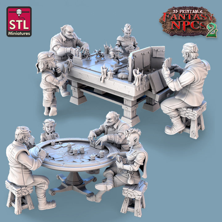 Dungeons & Dragons - STL Miniatures - Card Players Set