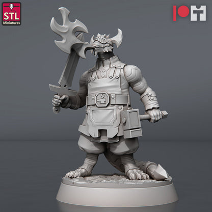 Dungeons & Dragons - STL Miniatures - Dragonborn Blacksmith Set