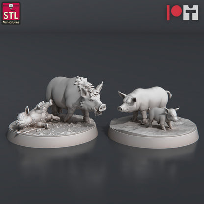 Dungeons & Dragons - STL Miniatures - Farm Animals (10 Figurer)