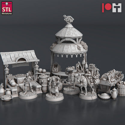 Dungeons & Dragons - STL Miniatures - Food Vendors Set