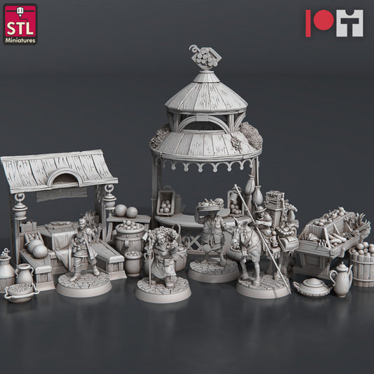 Dungeons & Dragons - STL Miniatures - Food Vendors Set