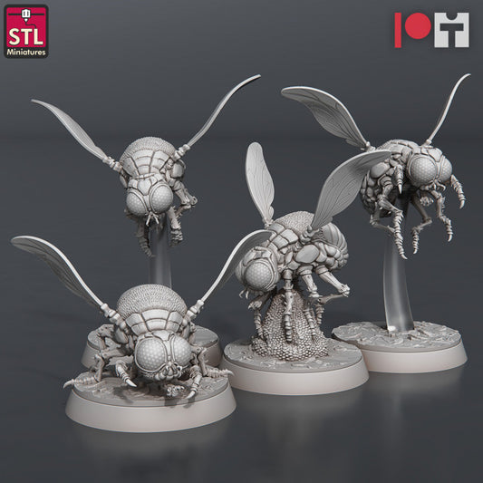 Dungeons & Dragons - STL Miniatures - Giant Flies (4 Figurer)
