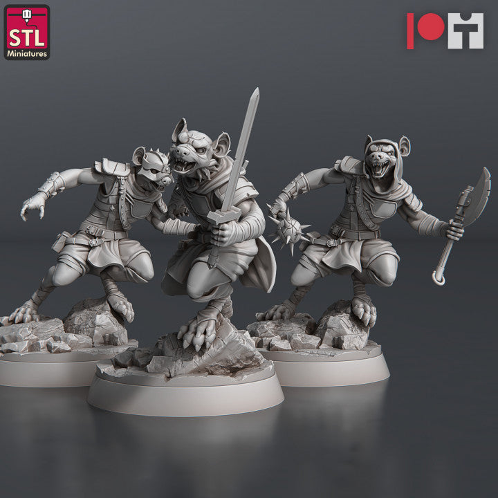 Dungeons & Dragons - STL Miniatures - Gnolls Set - Modular (12 Figurer)