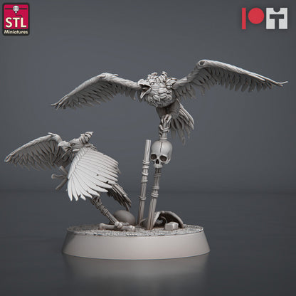 Dungeons & Dragons - STL Miniatures - Magmites & Hellcrows Set (5 figurer)