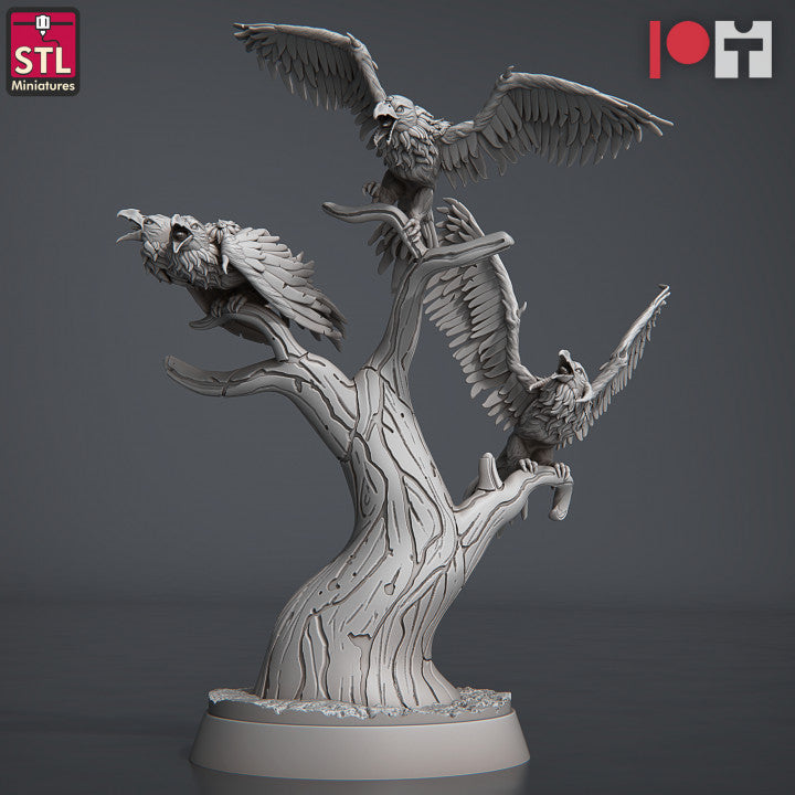 Dungeons & Dragons - STL Miniatures - Magmites & Hellcrows Set (5 figurer)