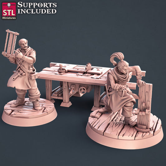 Dungeons & Dragons - STL Miniatures - Human Carpenter Set