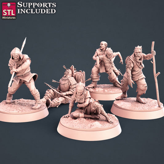 Dungeons & Dragons - STL Miniatures - Injured Villagers Set (5 Figurer)