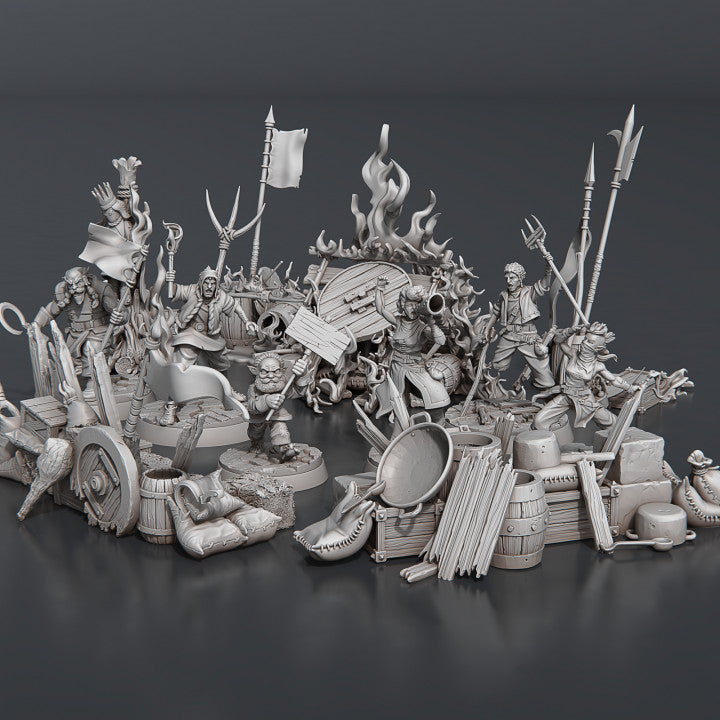 Dungeons & Dragons - STL Miniatures - Riot Set