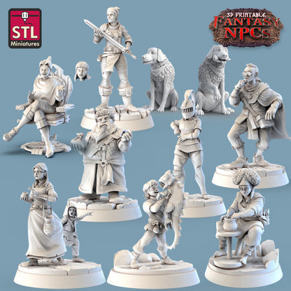 Dungeons & Dragons - STL Miniatures - NPCs (10 Figurer)