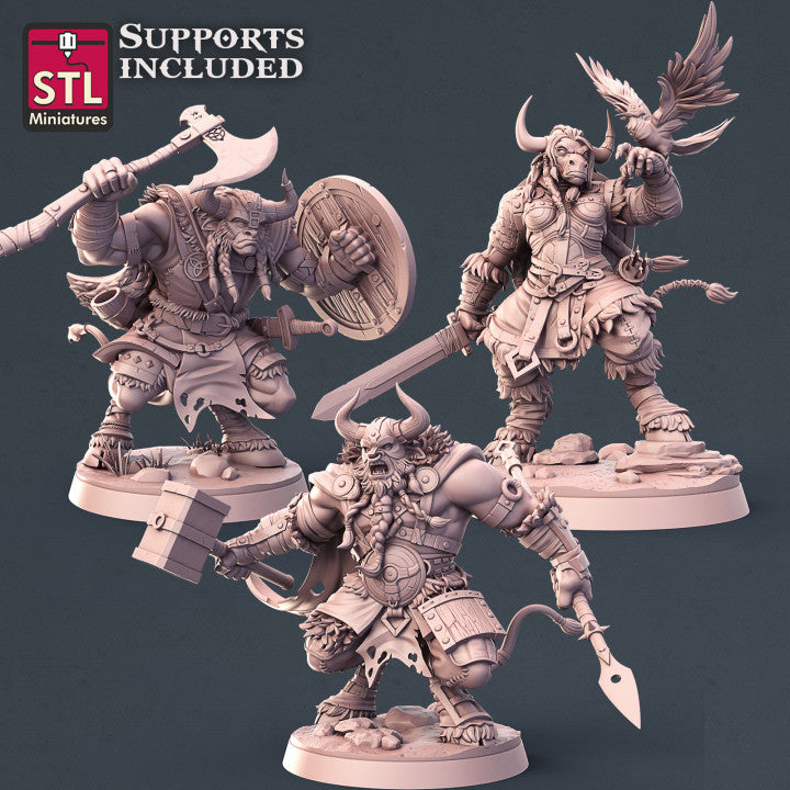 Dungeons & Dragons - STL Miniatures - Viking Minotaurs Set