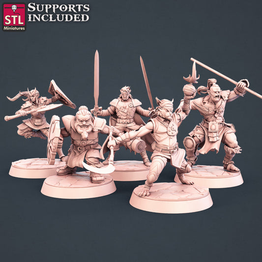 Dungeons & Dragons - STL Miniatures - Warriors Set (5 Figurer)