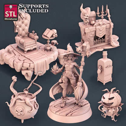 Dungeons & Dragons - STL Miniatures - Witch Set